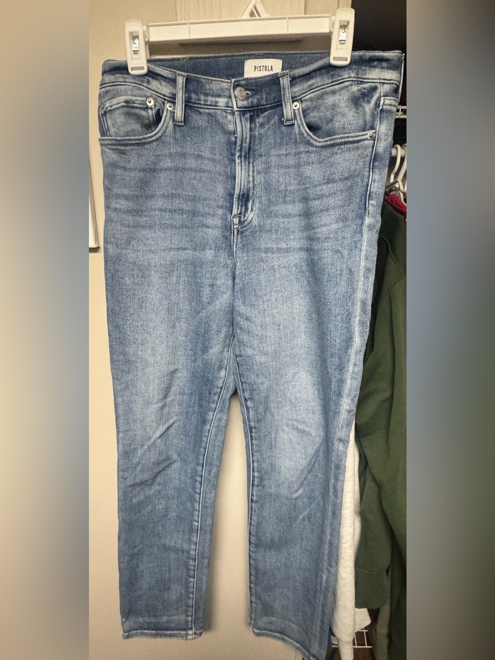 Pistola High Rise Slim Straight Ankle Jeans Medium Wash Stretch 30 - Picture 9 of 10